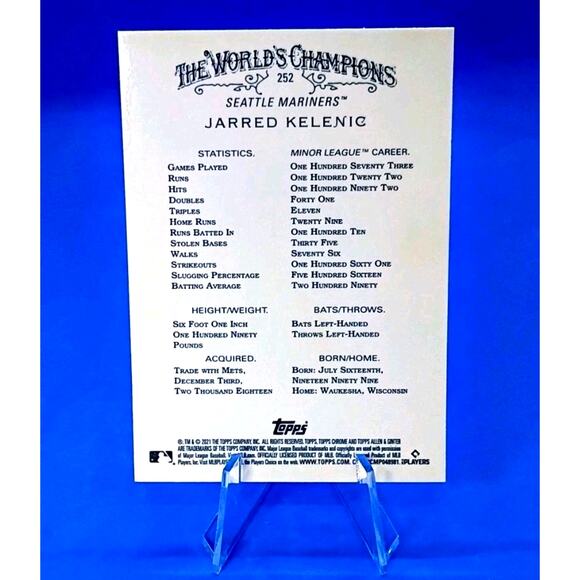 2021 Topps Allen & Ginter Chrome - Jarred Kelenic #252 RC - Picture 3 of 4